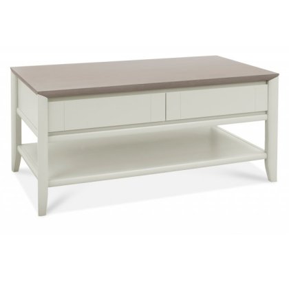 Bergen Grey Washed Oak & Soft Grey Coffee Table With Drawer Bergen Grey Washed Oak & Soft Grey Coffee Table With Drawer